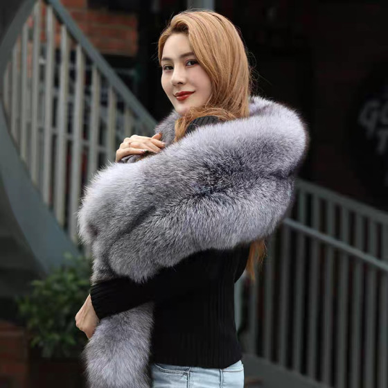 Women's Genuine Fox Fur Scarf/Wrap – Thick, Warm, Full-Pelt Design for Winter