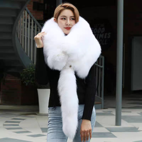 Women's Genuine Fox Fur Scarf/Wrap – Thick, Warm, Full-Pelt Design for Winter