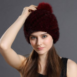 New Women's Autumn/Winter Knitted Mink Hat – Warm Ear-Flap Hat with Fox Fur Pom-Pom
