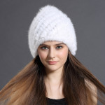 New Women's Autumn/Winter Knitted Mink Hat – Warm Ear-Flap Hat with Fox Fur Pom-Pom