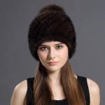 New Women's Autumn/Winter Knitted Mink Hat – Warm Ear-Flap Hat with Fox Fur Pom-Pom