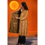 Real wool imported gold mink long coat women's hooded gold fur fashion coat