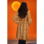 Real wool imported gold mink long coat women's hooded gold fur fashion coat