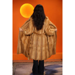 Real wool imported gold mink long coat women's hooded gold fur fashion coat