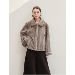 Women's Short Mink Fur Coat – Premium Female Mink Pelts, Youthful Style with Adjustable Cuffs