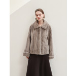 Women's Short Mink Fur Coat – Premium Female Mink Pelts, Youthful Style with Adjustable Cuffs