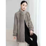Women's Velvet-Finish Mink Coat – Mid-Length Full-Pelt Mink Fur Jacket