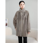 Women's Velvet-Finish Mink Coat – Mid-Length Full-Pelt Mink Fur Jacket