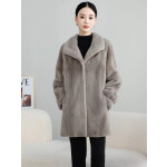 Women's Velvet-Finish Mink Coat – Mid-Length Full-Pelt Mink Fur Jacket