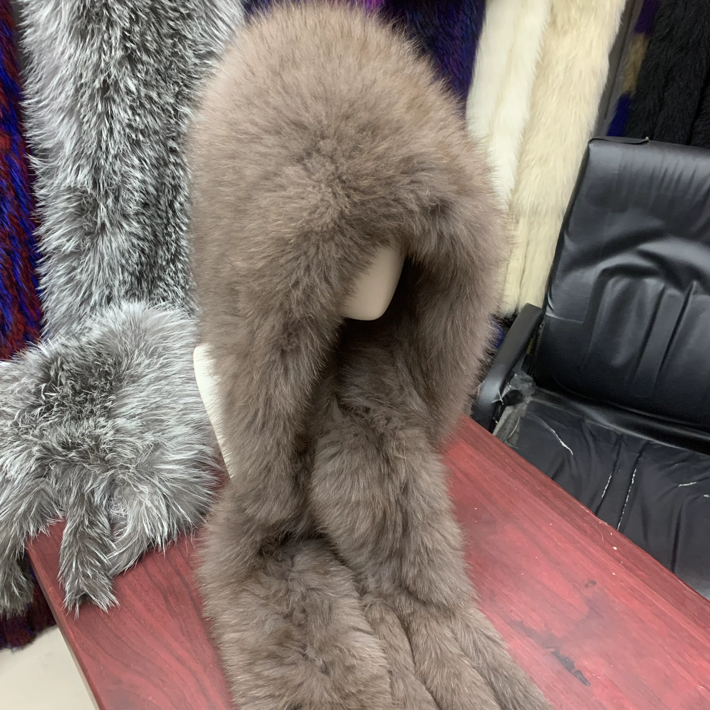 New Winter Women’s Genuine Fox Fur Hooded Hat and Scarf, Thick Double-Sided Winter Hat, Warm and Cozy with Ear Coverage