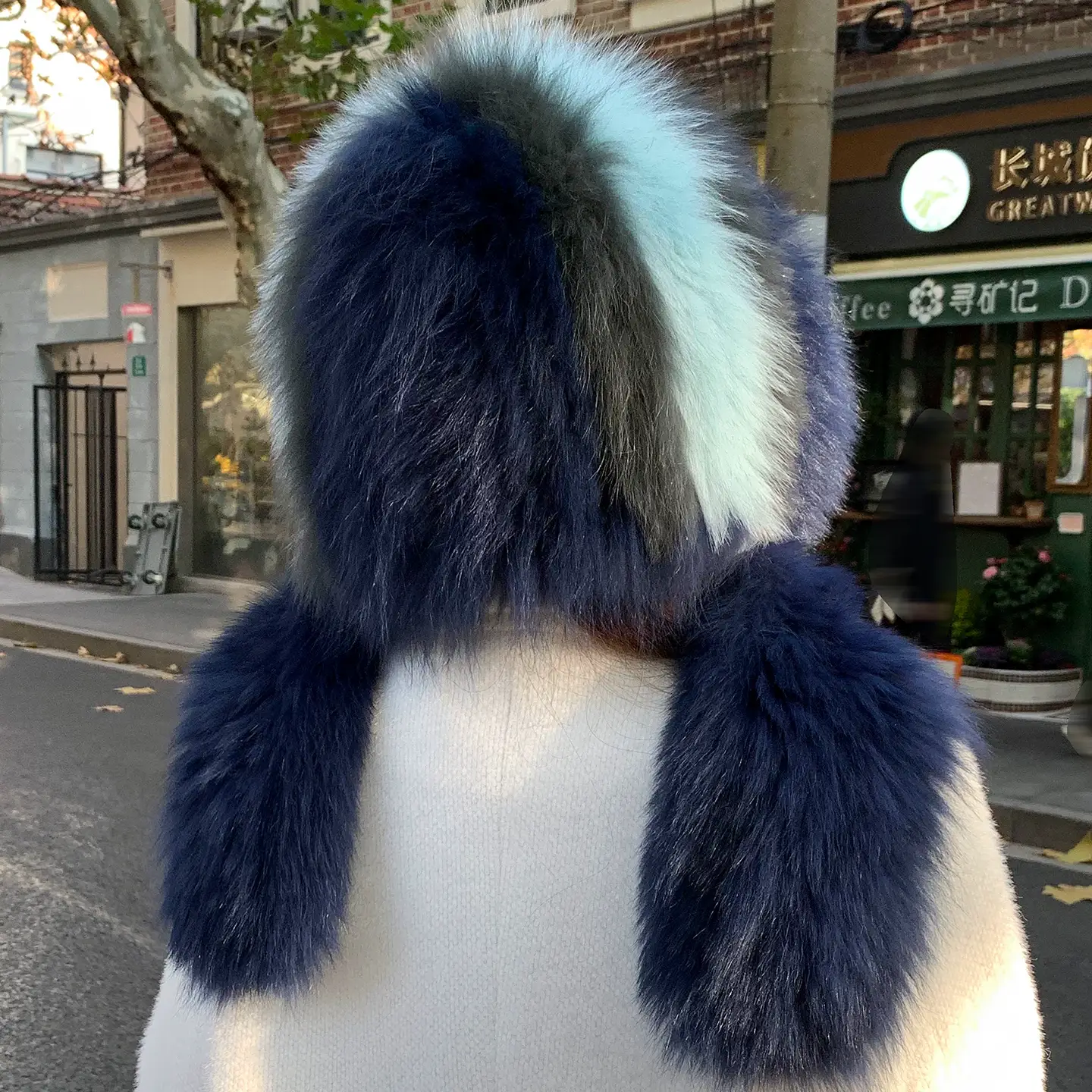 Women’s Real Fox Fur Hooded Scarf – Warm Winter Hat and Scarf Combo
