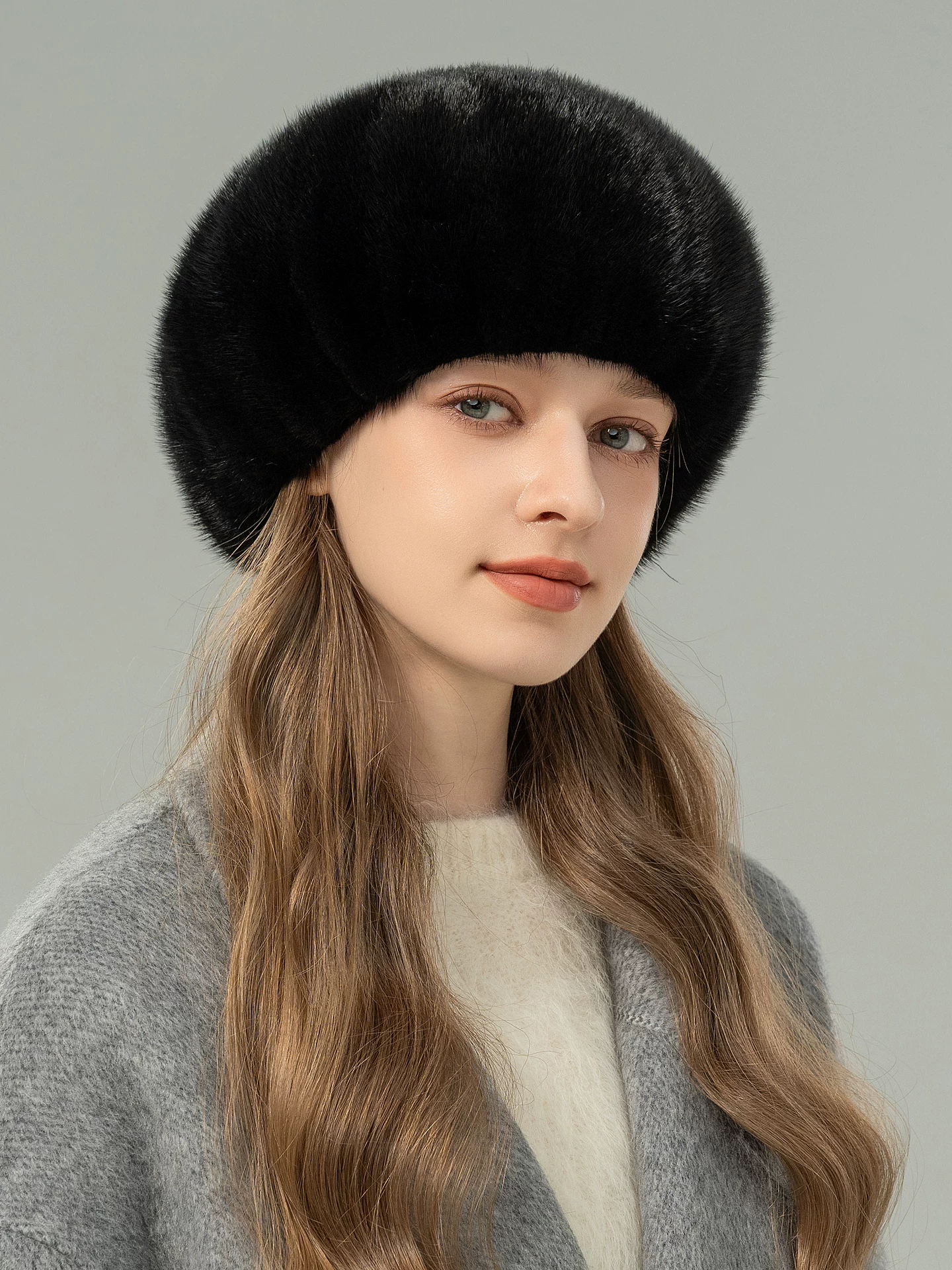 Elegant and stylish mink beret—versatile, warm, and chic.