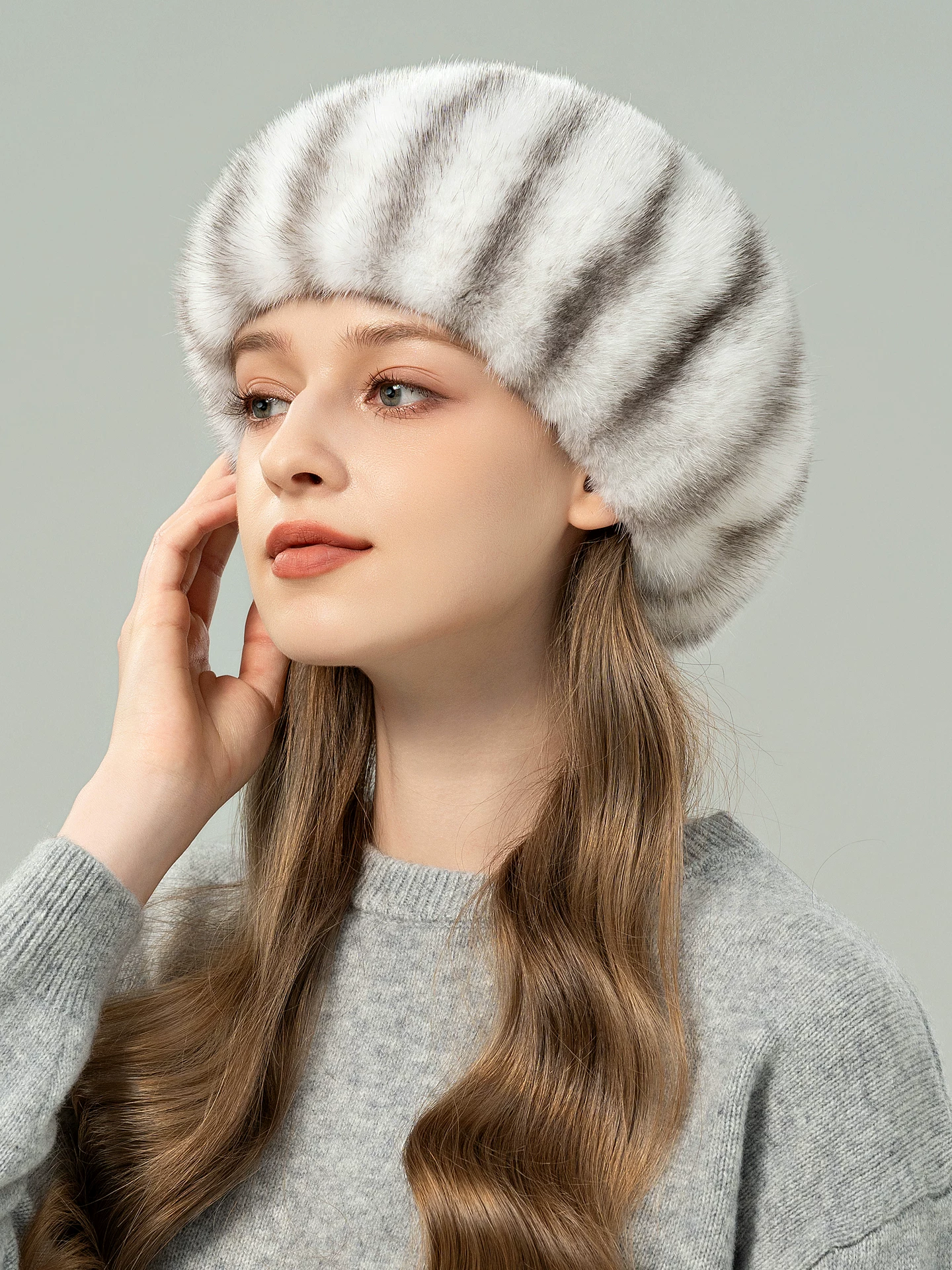 Elegant and stylish mink beret—versatile, warm, and chic.