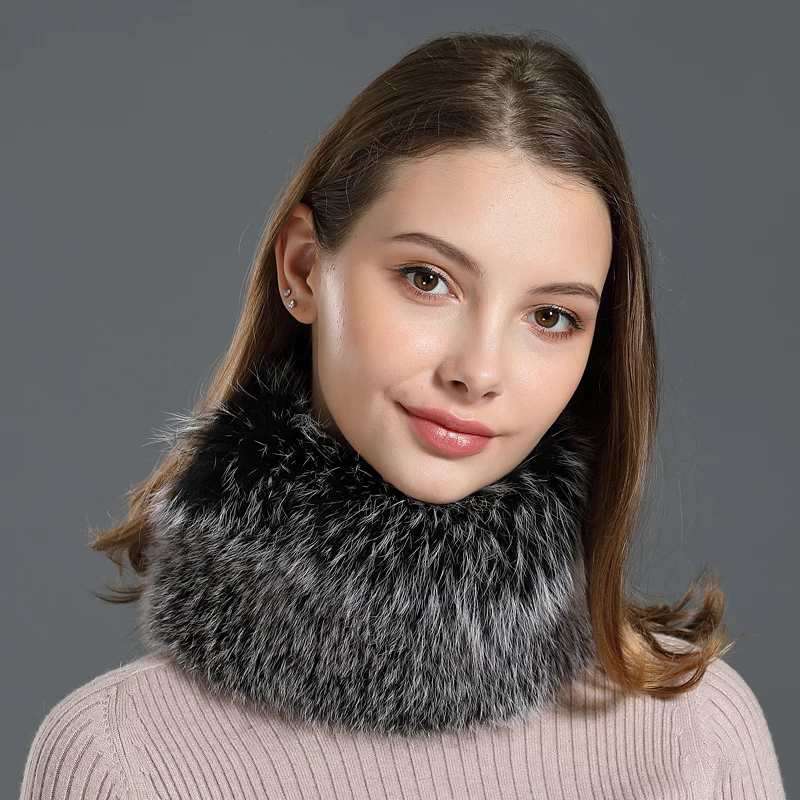 Stylish Fox Fur Neck Warmer: A Versatile, Warm Accessory for Outdoor Wear—Doubles as a Scarf or Headband for Autumn and Winter