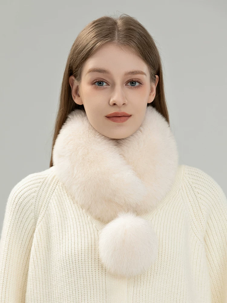 Women's Fox Fur Scarf – Versatile, Sophisticated, and Cozy for Winter; Double-Sided Fur Neck Warmer/Collar