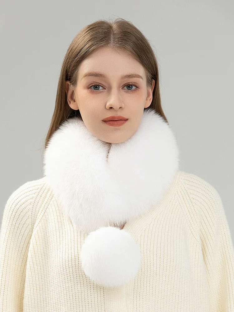 Women's Fox Fur Scarf – Versatile, Sophisticated, and Cozy for Winter; Double-Sided Fur Neck Warmer/Collar