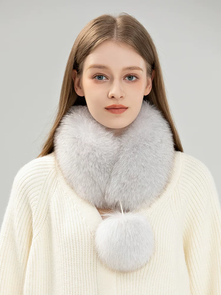 Women's Fox Fur Scarf – Versatile, Sophisticated, and Cozy for Winter; Double-Sided Fur Neck Warmer/Collar