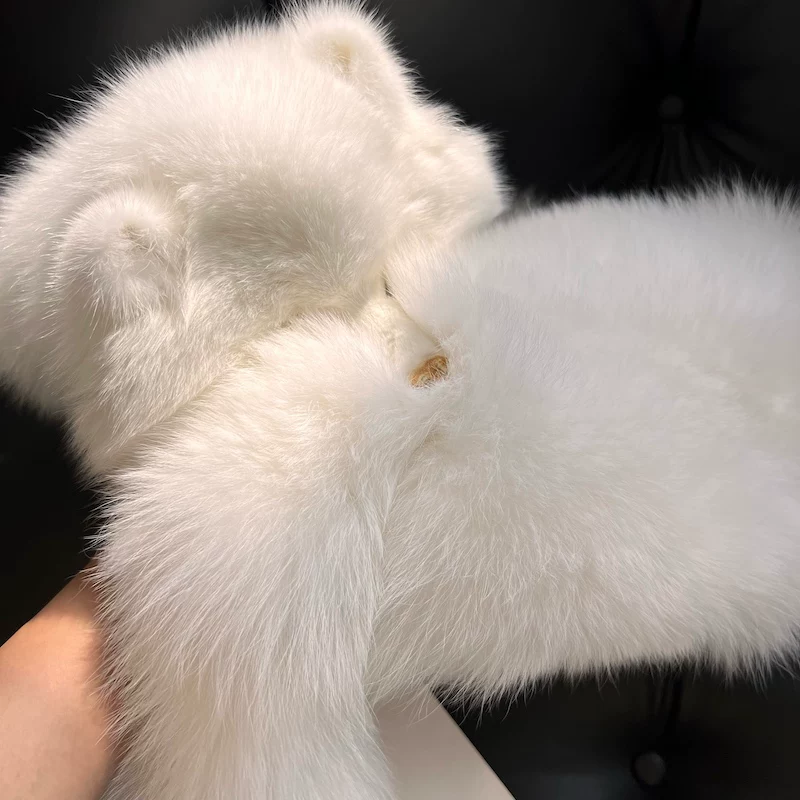 Full-Pelt Fox Fur Scarf – Long Winter Fur Wrap for Men & Women, Real Fur Collar and Shoulder Shawl