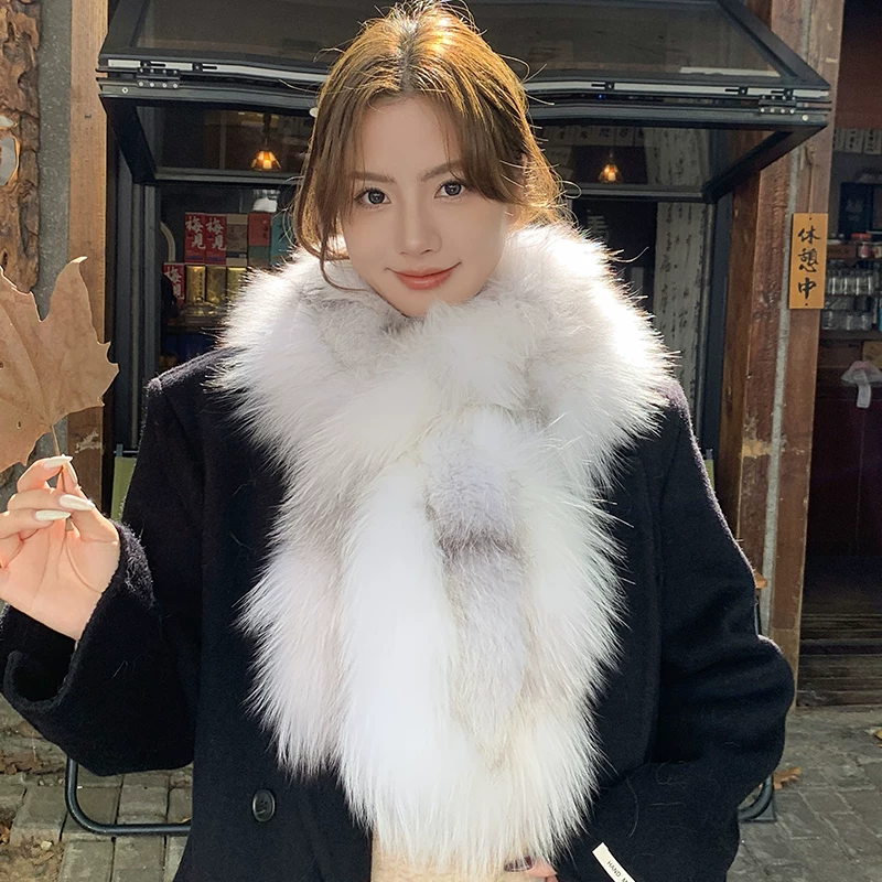 Women’s Genuine Fox Fur Neck Warmer – Long, Thick, Luxurious Winter Scarf and Fur Collar