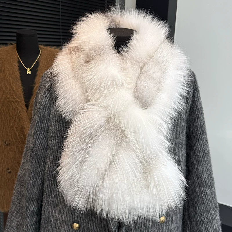Women’s Genuine Fox Fur Neck Warmer – Long, Thick, Luxurious Winter Scarf and Fur Collar