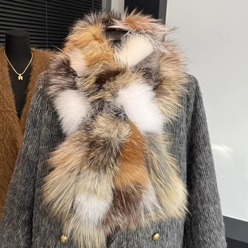 Women’s Genuine Fox Fur Neck Warmer – Long, Thick, Luxurious Winter Scarf and Fur Collar