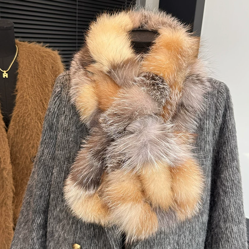 Women’s Genuine Fox Fur Neck Warmer – Long, Thick, Luxurious Winter Scarf and Fur Collar