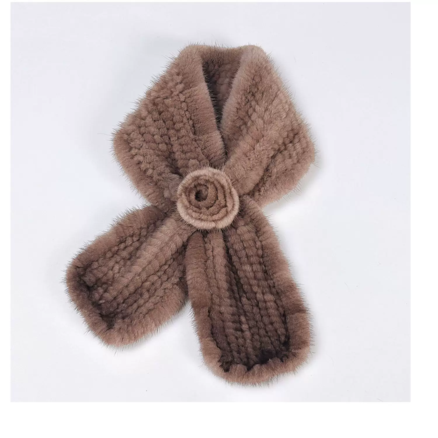 Women’s Genuine Mink Fur Scarf, Double-Sided Solid Color Winter Fur Neck Warmer, Thick, Warm & Versatile