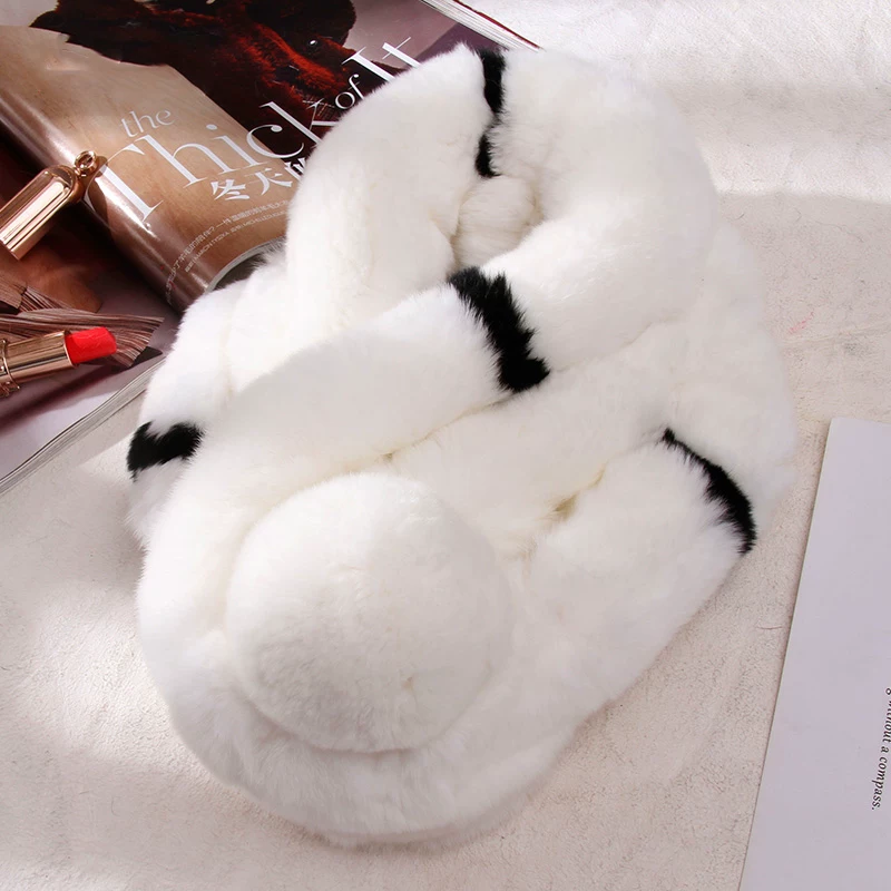 Women’s Genuine Rex Rabbit Fur Scarf, Soft Beige Plush Fur Collar, Cozy Winter Neck Wrap