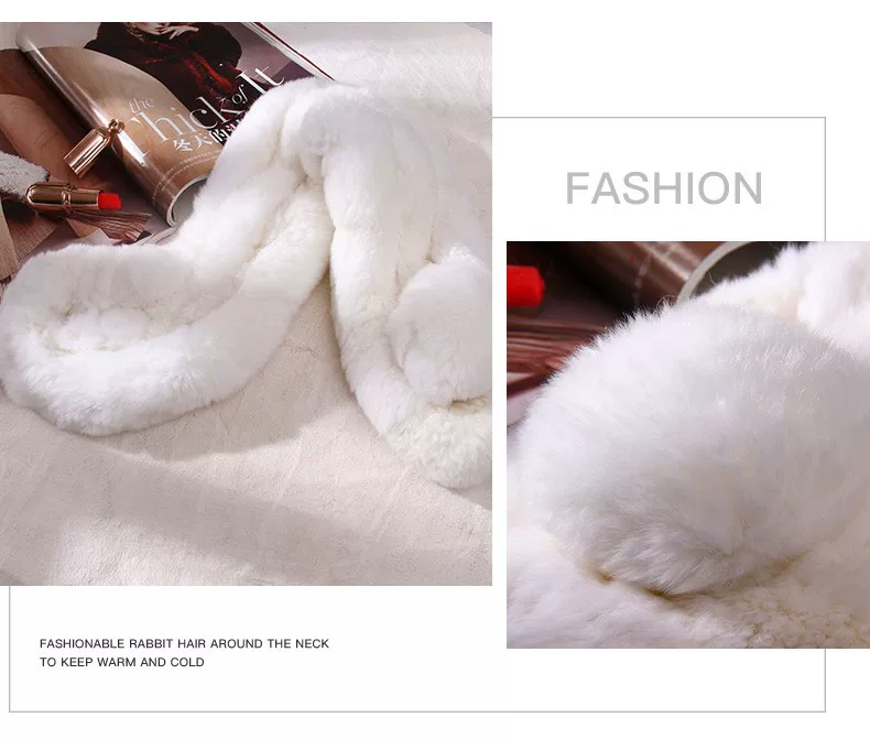Women’s Genuine Rex Rabbit Fur Scarf, Soft Beige Plush Fur Collar, Cozy Winter Neck Wrap