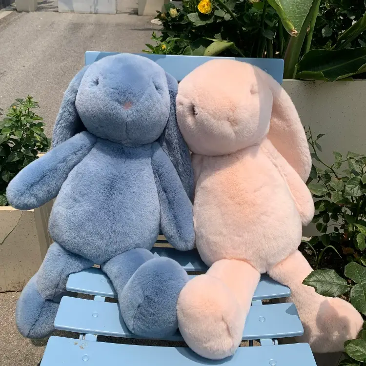 Large Real Rex Rabbit Fur Plush Bunny Toy – Cute Lop-Eared Rabbit Stuffed Animal, Cuddly Sleep Companion, Gift for Girls and Kids