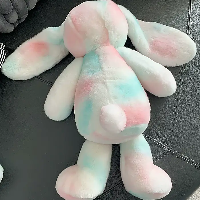 Large Genuine Rex Rabbit Fur Plush Bunny – Full-Skin Colorful Rabbit Stuffed Animal, Soft Long-Eared Rabbit Toy for Kids