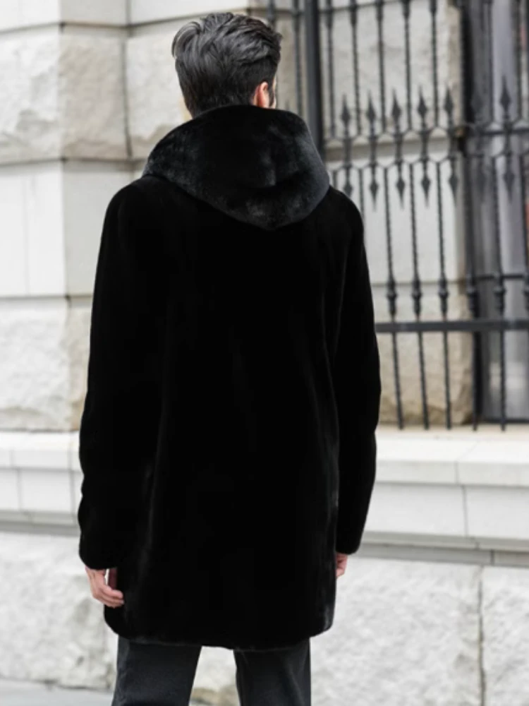 Blackglama Men's Natural Mink Fur Coat – Mid-Length, Casual Style
