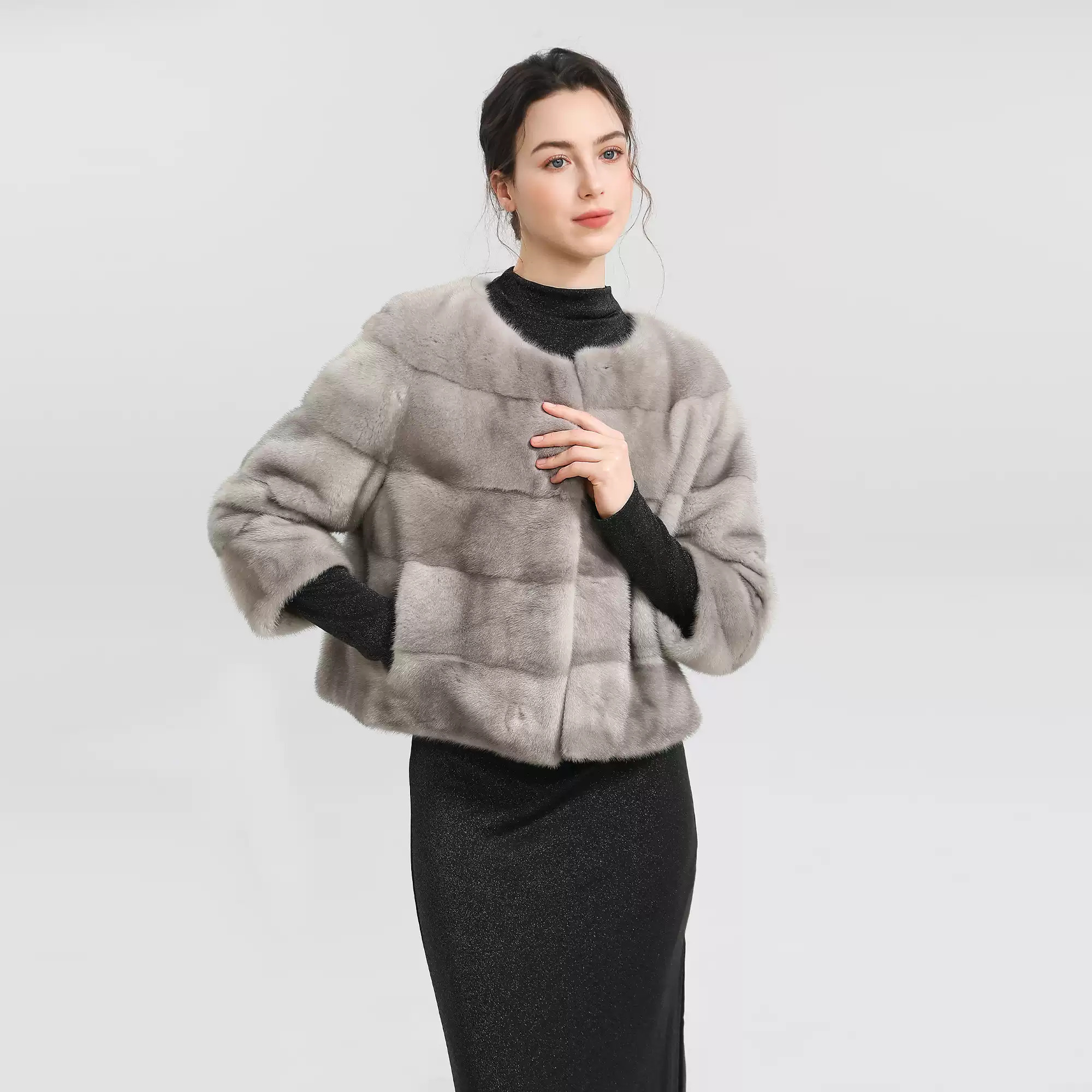 Versatile Classic Sapphire Mink Fur Coat