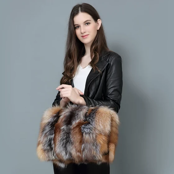 Fox fur women's handbag/crossbody bag