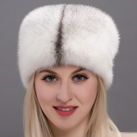 New mink fur hat, full mink fur women's bucket hat, thick mink fur head covering and ear protectors