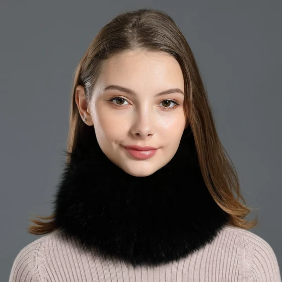 Stylish Fox Fur Neck Warmer & Headband