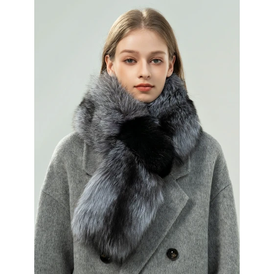 Double-Sided Fox Fur Scarf — Thick, Warm Neck Warmer & Fur Collar